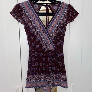 Xhileration Maroon patterned romper